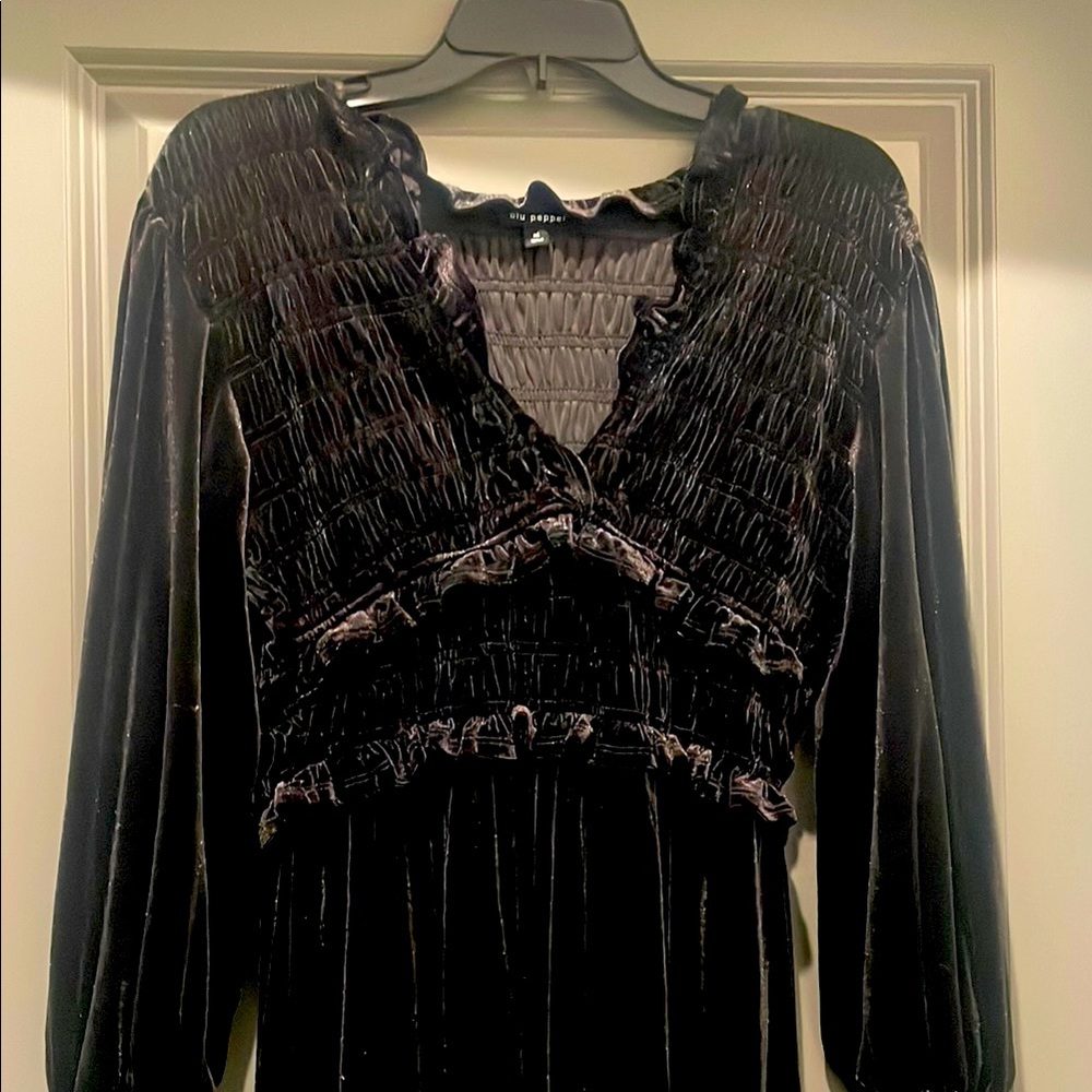 Blu Pepper Velvet Black Dress